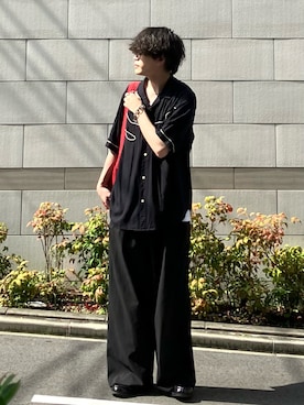 「UNIQLO（ユニクロ）の感動タックワイドパンツ（スラックス）」を使った、こぺさん（メンズ・171cm）の夏コーディネート