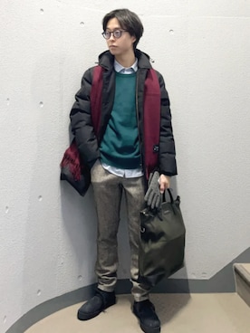 「SHIPS」｜「アイテム（ダウンジャケット/コート）」を使った、東松さん（メンズ・168cm）の冬コーディネート