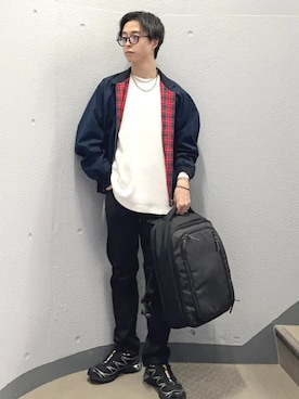 「シップス」｜「アイテム（ブルゾン）」を使った、東松さん（メンズ・168cm）の秋コーディネート