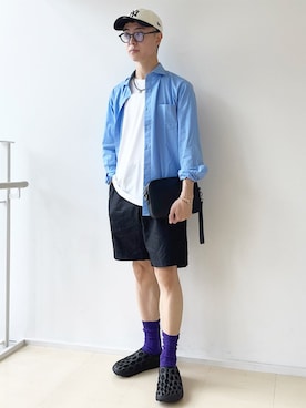 「アイテム（キャップ）」を使った、東松さん（メンズ・168cm）の秋コーディネート