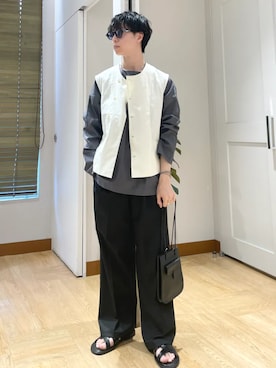 「TOMOE（トモエ）のアイテム」を使った、東松さん（メンズ・168cm）の夏コーディネート