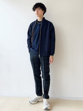 「アイテム（Tシャツ/カットソー、ブルー系）」を使った、東松さん（メンズ・168cm）の春コーディネート