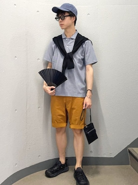 「アイテム（チノパンツ）」を使った、東松さん（メンズ・168cm）の夏コーディネート