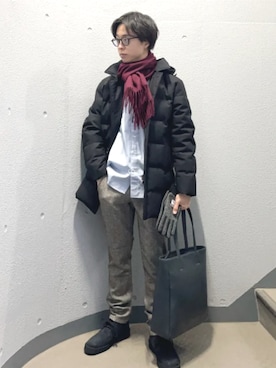 「アイテム（手袋）」を使った、東松さん（メンズ・168cm）の冬コーディネート