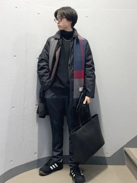 「カシミヤ」｜「アイテム（シューズ）」を使った、東松さん（メンズ・168cm）の冬コーディネート