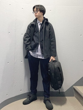 「SHIPS（シップス）のSHIPS: コンフォート AGS バックパック（バックパック/リュック、ブラック系）」を使った、東松さん（メンズ・168cm）の春コーディネート