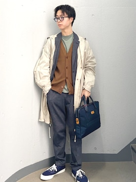 「アイテム（ビジネスバッグ）」を使った、東松さん（メンズ・168cm）の秋コーディネート
