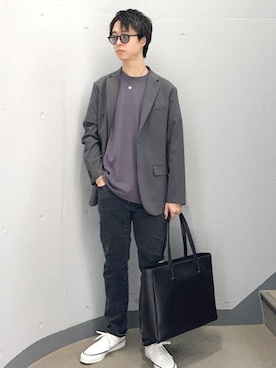 「SHIPS（シップス）のアイテム（トートバッグ）」を使った、東松さん（メンズ・168cm）の秋コーディネート