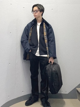 「シップス」｜「アイテム（ブルゾン）」を使った、東松さん（メンズ・168cm）の冬コーディネート