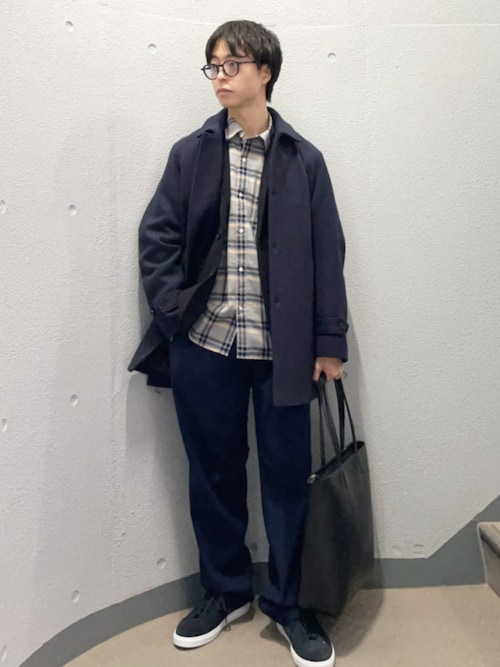 SHIPS Super 140's MELTON CAR COAT Lネイビー SHIPS（シップス） ステンカラーコート コート SHIPS: Super 140's