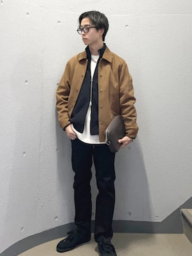 「シップス」｜「アイテム（ブルゾン）」を使った、東松さん（メンズ・168cm）の冬コーディネート