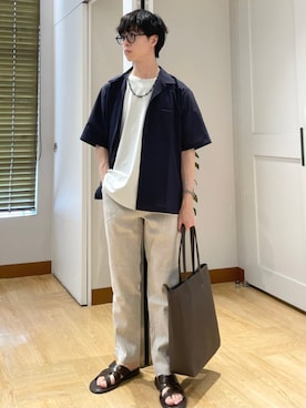 「SHIPS（シップス）のアイテム」を使った、東松さん（メンズ・168cm）の夏コーディネート