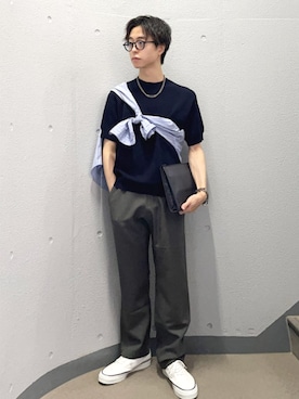 「SHIPS（シップス）のアイテム（Tシャツ/カットソー）」を使った、東松さん（メンズ・168cm）の秋コーディネート