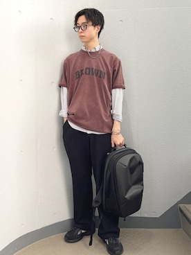 「SHIPS（シップス）のアイテム（Tシャツ/カットソー）」を使った、東松さん（メンズ・168cm）の秋コーディネート