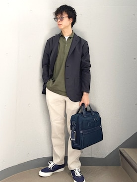 「リネンシャツ」｜東松さん（メンズ・168cm）の秋コーディネート