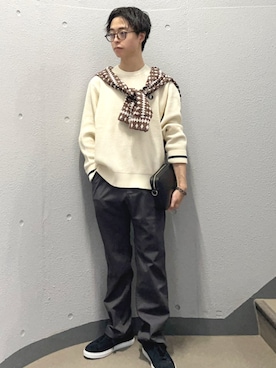 「アイテム（チノパンツ）」を使った、東松さん（メンズ・168cm）の秋コーディネート
