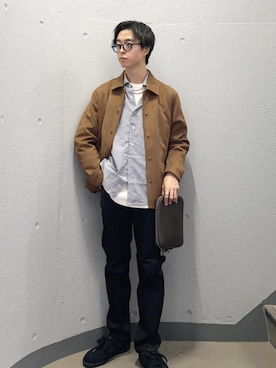 「シップス」｜「アイテム（ブルゾン）」を使った、東松さん（メンズ・168cm）の冬コーディネート