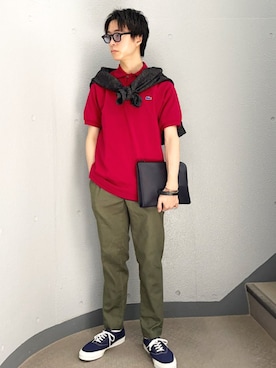 「アイテム（クラッチバッグ）」を使った、東松さん（メンズ・168cm）の秋コーディネート