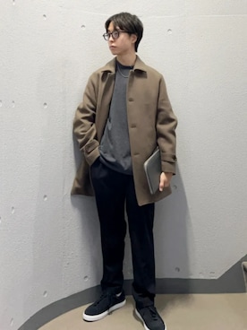 「SHIPS」｜「アイテム（ステンカラーコート）」を使った、東松さん（メンズ・168cm）の秋コーディネート
