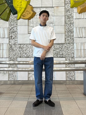 「BEAMS（ビームス）のアイテム（Tシャツ/カットソー、ホワイト系）」を使った、nipeiさん（メンズ・172cm）の春コーディネート