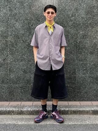 「BEAMS(ビームス)のストライプ イージー ミニレギュラーカラー シャツ(シャツ/ブラウス)」を使った、nipeiさん(メンズ・172cm)の夏コーディネート