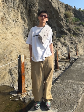 「HANES（ヘインズ）のアイテム」を使った、nipeiさん（メンズ・172cm）の春コーディネート