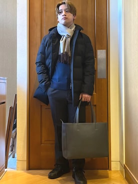 「SHIPS（シップス）のアイテム（ダウンジャケット/コート）」を使った、永松さん（メンズ・166cm）の冬コーディネート