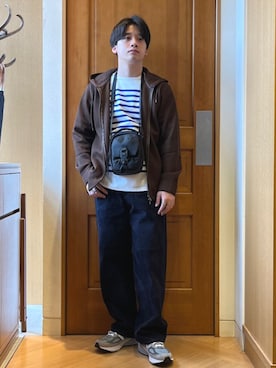 「SHIPS（シップス）のアイテム（トートバッグ）」を使った、永松さん（メンズ・166cm）の秋コーディネート