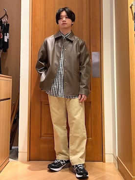 「ギンガムチェックシャツ」｜永松さん（メンズ・166cm）の夏コーディネート