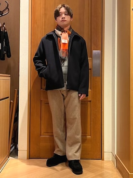 「シップス」｜「アイテム（ブルゾン）」を使った、永松さん（メンズ・166cm）の冬コーディネート