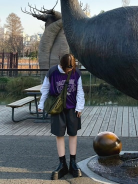 「アイテム（ヘアアクセサリー）」を使った、H4tahiさん（レディース・155cm）の秋コーディネート