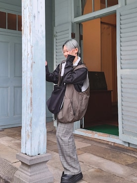 「アイテム（バッグ）」を使った、H4tahiさん（レディース・155cm）の冬コーディネート