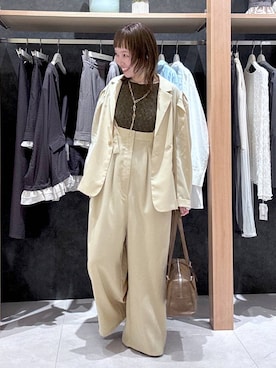 「LEPSIM（レプシィム）のロングハンドルボストン　579910（ボストンバッグ、ブラウン系）」を使った、queroduasayuuさん（レディース）の春コーディネート