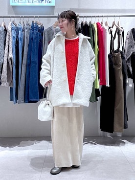 「アイテム（その他アウター、ホワイト系）」を使った、queroduasayuuさん（レディース・160cm）の冬コーディネート