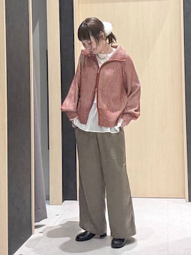 「LEPSIM（レプシィム）のサテンギャザーWストレートパンツ　600152（その他パンツ）」を使った、queroduasayuuさん（レディース・160cm）の秋コーディネート