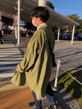 「大学生」｜「アイテム（モッズコート）」を使った、ネイビーくんさん（メンズ・173cm）の秋コーディネート
