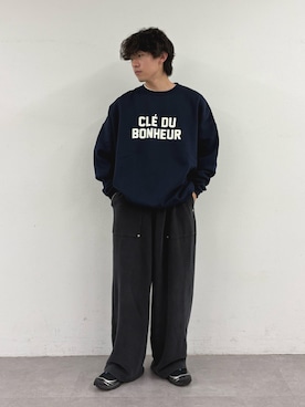 「CIAOPANIC TYPY（チャオパニックティピー）の【WEB限定】CLE'DUビッグシルエット裏起毛ロゴスウェット（スウェット、ブルー系）」を使った、ゆいととさん（メンズ・170cm）の秋コーディネート