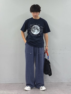 「CIAOPANIC TYPY（チャオパニックティピー）の【WEB限定】【UNISEX】ムーンクレーター＆アースロゴプリントTee（Tシャツ/カットソー）」を使った、ゆいととさん（メンズ・170cm）の夏コーディネート