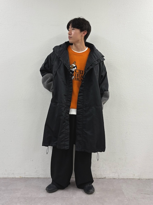 エシンタオーバーサイズ モッズコート ブラック/グレー エシンタオーバーサイズ モッズコート ブラック/グレー