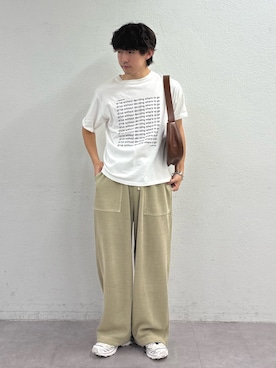 「CIAOPANIC TYPY（チャオパニックティピー）の【UNISEX】メッセージプリント半袖Tee（Tシャツ/カットソー、ホワイト系）」を使った、ゆいととさん（メンズ・170cm）の夏コーディネート