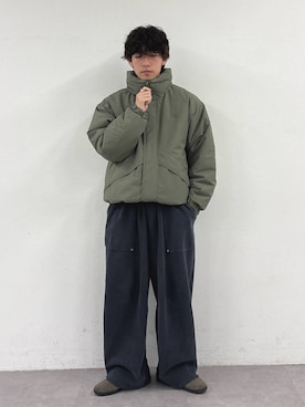 「Franklin Climbing（フランクリンクライミング）の【Franklin Climbing】ショートブロックモンスターパーカー（ダウンジャケット/コート、グリーン系）」を使った、ゆいととさん（メンズ・170cm）の秋コーディネート