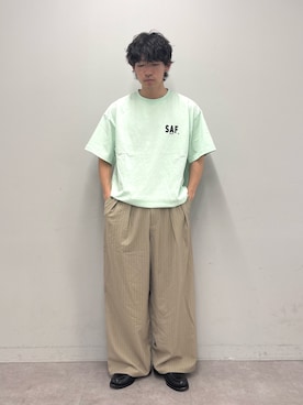 「CIAOPANIC TYPY（チャオパニックティピー）の【ユニセックス】ビックシルエットアソートグラフィックプリントTee（Tシャツ/カットソー、グリーン系）」を使った、ゆいととさん（メンズ・170cm）の春コーディネート