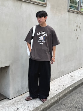 「CIAOPANIC TYPY（チャオパニックティピー）の【ユニセックス】ビックシルエットアソートグラフィックプリントTee（Tシャツ/カットソー）」を使った、ゆいととさん（メンズ・170cm）の夏コーディネート
