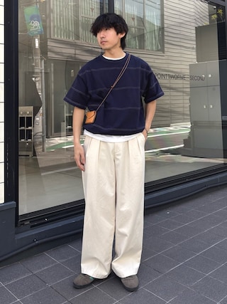 「CIAOPANIC TYPY（チャオパニックティピー）の【WEB限定】ステッチボーダービッグTシャツ（Tシャツ/カットソー）」を使った、ゆいととさん（メンズ・170cm）の春コーディネート