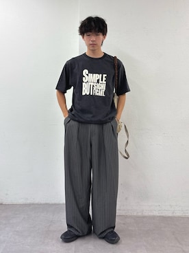 「CIAOPANIC TYPY（チャオパニックティピー）の【UNISEX】【プラスサイズあり】スラブ天竺ピグメントロゴTEE（Tシャツ/カットソー、ブラック系）」を使った、ゆいととさん（メンズ・170cm）の夏コーディネート