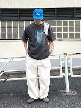「CIAOPANIC TYPY（チャオパニックティピー）の【UNISEX】【プラスサイズあり】犬＆猫 アソートロゴプリントTee（Tシャツ/カットソー）」を使った、ゆいととさん（メンズ・170cm）の春コーディネート
