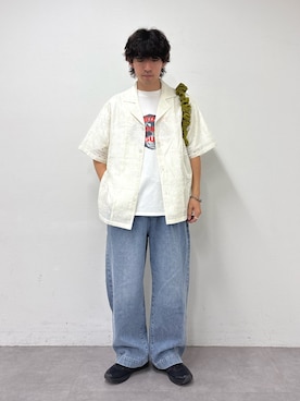 「CIAOPANIC TYPY（チャオパニックティピー）の【UNISEX】【プラスサイズあり】犬＆猫 アソートロゴプリントTee（Tシャツ/カットソー）」を使った、ゆいととさん（メンズ・170cm）の夏コーディネート