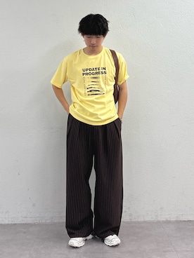 「CIAOPANIC TYPY（チャオパニックティピー）の【UNISEX】【WEB限定】宇宙人プリントTシャツ（Tシャツ/カットソー、イエロー系）」を使った、ゆいととさん（メンズ・170cm）の夏コーディネート