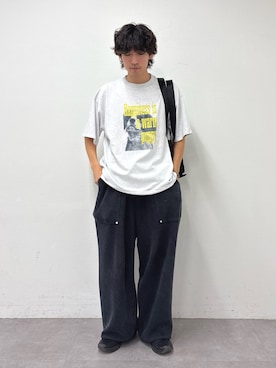 「CIAOPANIC TYPY（チャオパニックティピー）の【UNISEX】【プラスサイズあり】犬＆猫 アソートロゴプリントTee（Tシャツ/カットソー）」を使った、ゆいととさん（メンズ・170cm）の夏コーディネート