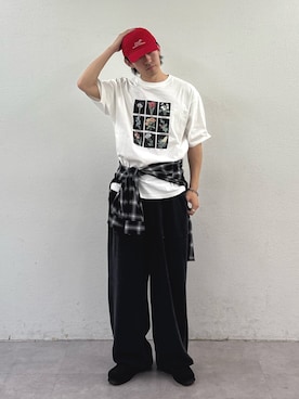 「CIAOPANIC TYPY（チャオパニックティピー）の【UNISEX】ピグメント加工ワッフルイージーパンツ（その他パンツ、ブラック系）」を使った、ゆいととさん（メンズ・170cm）の春コーディネート